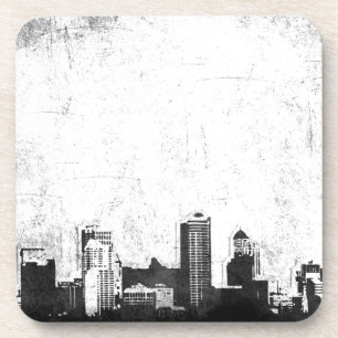 Dessous-de-verre Arrière - plan sale de ville en noir et blanc