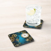 Dessous-de-verre Arrière - plan turquoise à vapeur avec engrenages (Côté Droit)