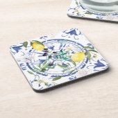 Dessous-de-verre Arrondi, orné, tuile espagnole, méditerranéenne, c (Côté gauche)