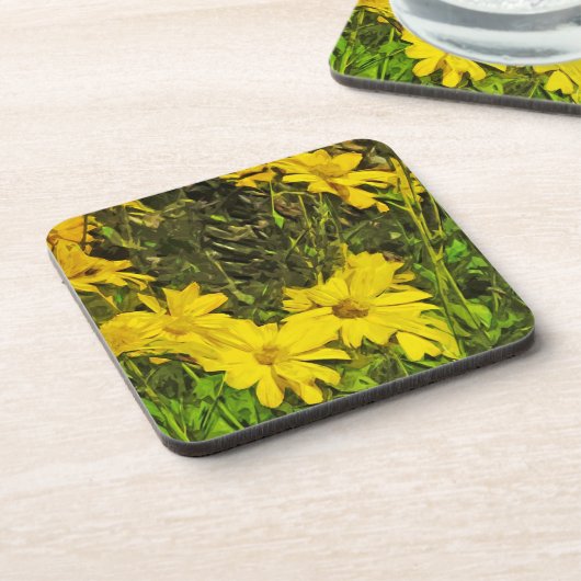 Dessous-de-verre Arrowleaf Fleur Balsamroot Impressionnisme Abstrai (Côté gauche)