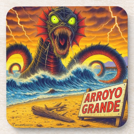 DESSOUS-DE-VERRE ARROYO GRANDE - "BEAST OF THE BREAKERS". (Devant)