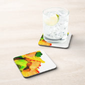 Dessous-de-verre art Abstrait alcool encre jaune vert (Côté Droit)