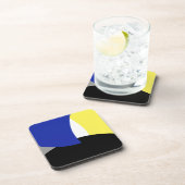 Dessous-de-verre Art Abstrait bleu jaune (Côté Droit)