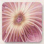 Dessous-de-verre Art Abstrait Fractal Fleur & Tons de Bourgogne (Devant)