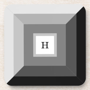 Dessous-de-verre Art Abstrait géométrique moderne noir, gris et bla