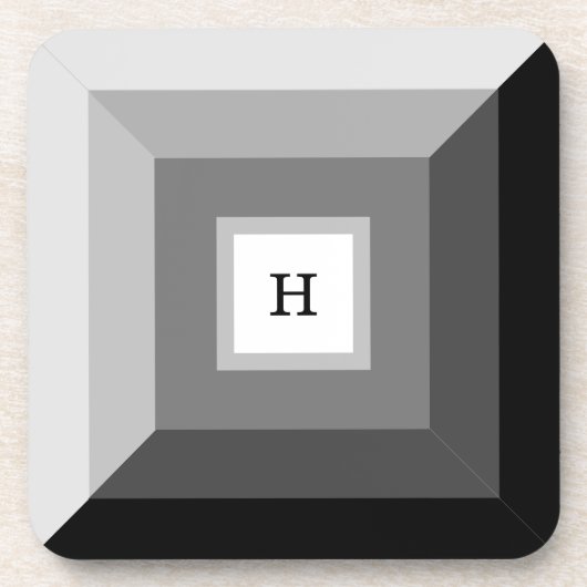 Dessous-de-verre Art Abstrait géométrique moderne noir, gris et bla (Devant)