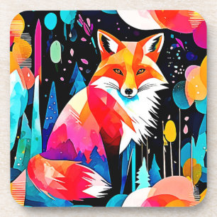 Dessous-de-verre Art Abstrait Renard Coloré