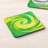 Dessous-de-verre Art abstrait vert jaune en spirale (Côté gauche)