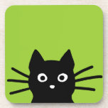 Dessous-de-verre Art animal mignon drôle noir jetant un coup d'oeil<br><div class="desc">Le chat noir jetant un coup d'oeil curieux vous observe. Ensemble drôle de dessous de verre de boisson. Le chat va frapper votre verre outre de la table sur le plancher par la suite, mais protège d'abord votre surface avec des dessous de verre soutenus par liège antidérapant. Cet ensemble drôle...</div>