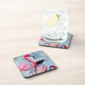 Dessous-de-verre Art aquarelle de flamant rose coloré (Côté Droit)