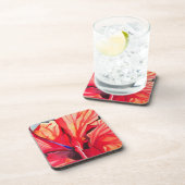 Dessous-de-verre Art aquarelle de fleur tropicale d'hibiscus rouge (Côté Droit)