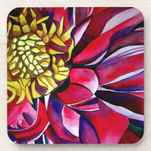 Dessous-de-verre Art d'aquarelle d'abrégé sur original de fleur d