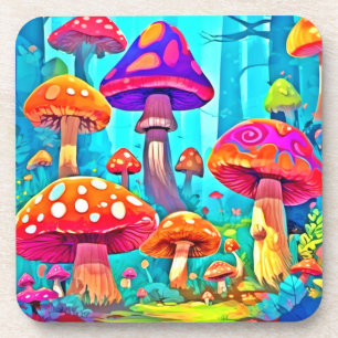 Dessous-de-verre Art de champignon géant de dessin animé