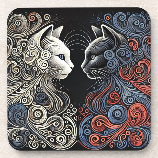 Dessous-de-verre Art de chats abstraits (Devant)