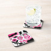 Dessous-de-verre Art de fleurs rose abstrait boho (Côté Droit)