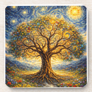Dessous-de-verre art de géométrie sacrée arbre
