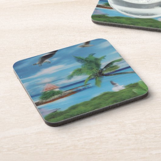 Dessous-de-verre Art de la scène de plage tropicale (Côté gauche)