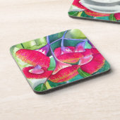 Dessous-de-verre Art de l'aquarelle australienne à fleurs rouges (Côté gauche)