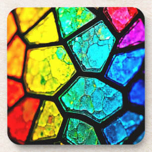 Dessous-de-verre Art de verre coloré arc-en-ciel fissuré