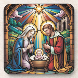 Dessous-de-verre Art de verre teinté de la Nativité – Noël de la Sa