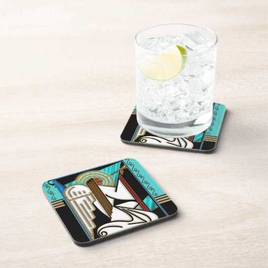 Dessous-de-verre Art Deco Christmas Angel (Ceramic Tile) (Côté Droit)