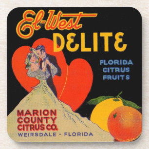 Dessous-de-verre Art déco des années 1930 El-West Delite Florida Ci