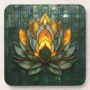 Dessous-de-verre Art Déco Gold Lotus Green Tilework Imprimer