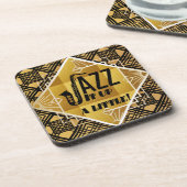 Dessous-de-verre Art déco jazz saxophone noir or musique (Côté gauche)