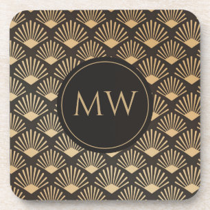 Dessous-de-verre Art Déco Monogramme Gatsby Motif de ventilateur Vi