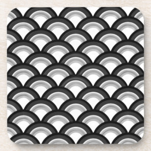 Dessous-de-verre Art Deco wave pattern - black and white