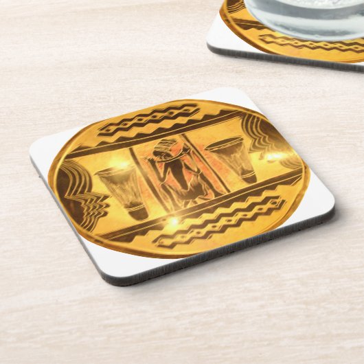 Dessous-de-verre Art Ethnique Africain d'or Imprimer (Côté gauche)