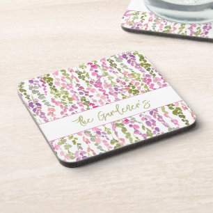 Dessous-de-verre Art floral personnalisé à l'aquarelle avec vigne m