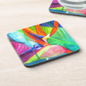 Dessous-de-verre Art floral tropical Strelitzia oiseau de paradis (Côté gauche)