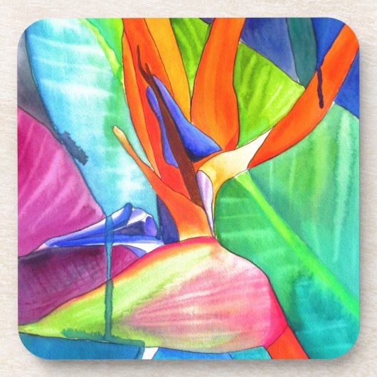 Dessous-de-verre Art floral tropical Strelitzia oiseau de paradis (Devant)