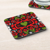 Dessous-de-verre Art folklorique de fleurs abstraites boho (Côté gauche)