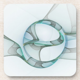 Dessous-de-verre Art fractal abstrait moderne bleu turquoise gris