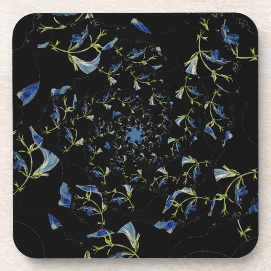 Dessous-de-verre Art fractal bleu et noir Sage (Devant)
