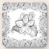 Dessous-de-verre Art Graphique Monochrome, Belle Fleur (Devant)