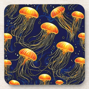 Dessous-de-verre Art Motif de méduse orange