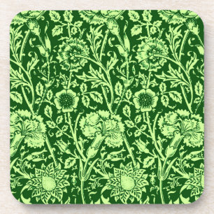 Dessous-de-verre Art Nouveau Carnation Damask, Forest Green
