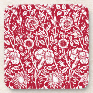 Dessous-de-verre Art Nouveau Carnation Damask, rouge et blanc