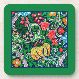 Dessous-de-verre Art Nouveau Jacobean Floral, Vert émeraude