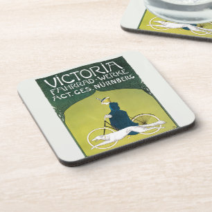 Dessous-de-verre Art Nouveau vintage, Victoria Fahrrad Werke, Rehm