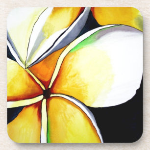 Dessous-de-verre Art original de la fleur Tropical Jaune Frangipani