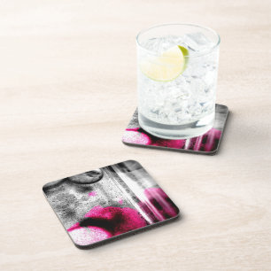 Dessous-de-verre Art photo abstrait Fuchsia, gris et noir Grain