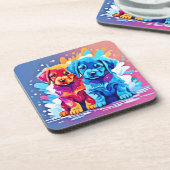 Dessous-de-verre Art Puppy Coloré (Côté gauche)