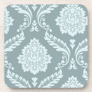 Dessous-de-verre Art Rococo Damassé I Bleu Canard+Turquoise