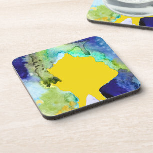 Dessous-de-verre art silhouette abstrait aquarelle