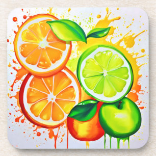 Dessous-de-verre Art Splash de Fruits Citriques Vibrants
