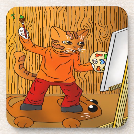 Dessous-de-verre Artiste Peintre Chat (Devant)